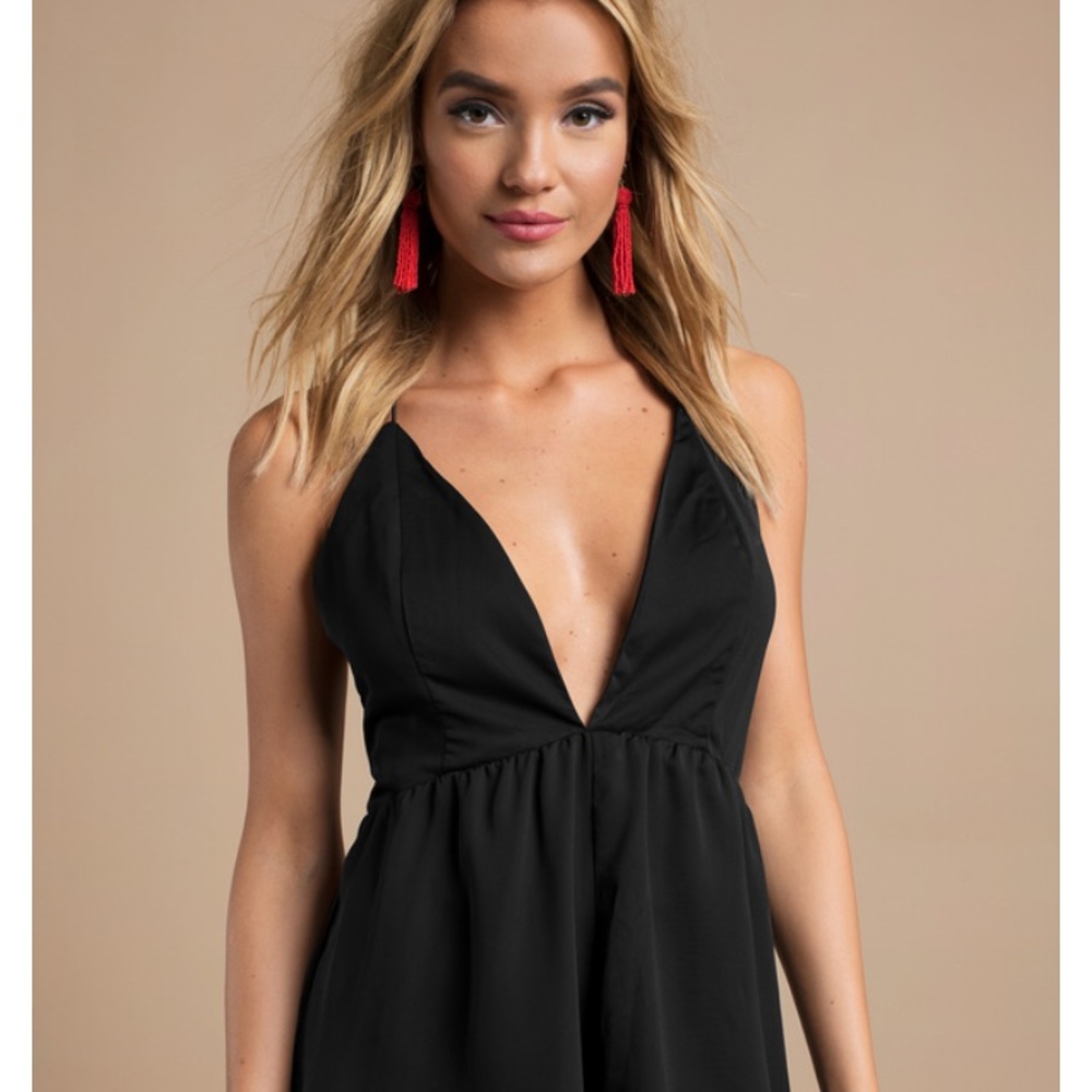 Plunging black romper